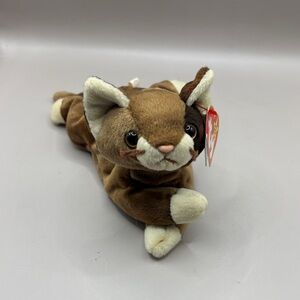 Ty “Pounce” 1997 Brown and White Plush Cat Toy